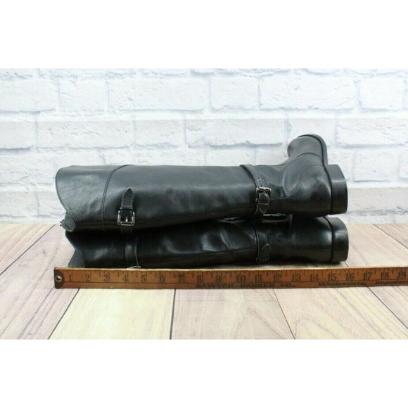 LL Bean Black Leather Side Zip Tall Riding Boots Brazil Made 9 Wide - Picture 9 of 12